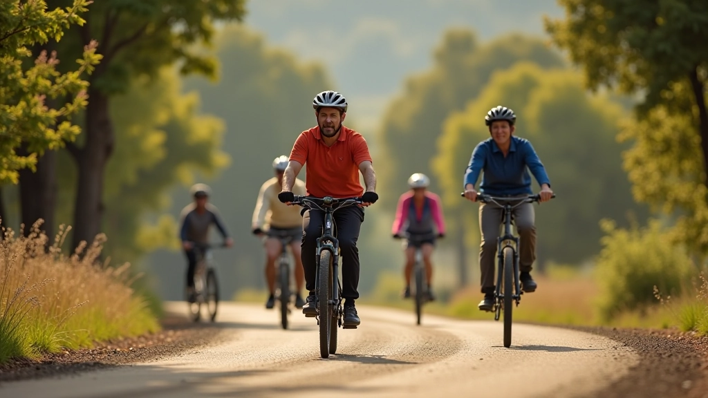 Grupo pequeño de ciclistas en sesión de entrenamiento personalizado
